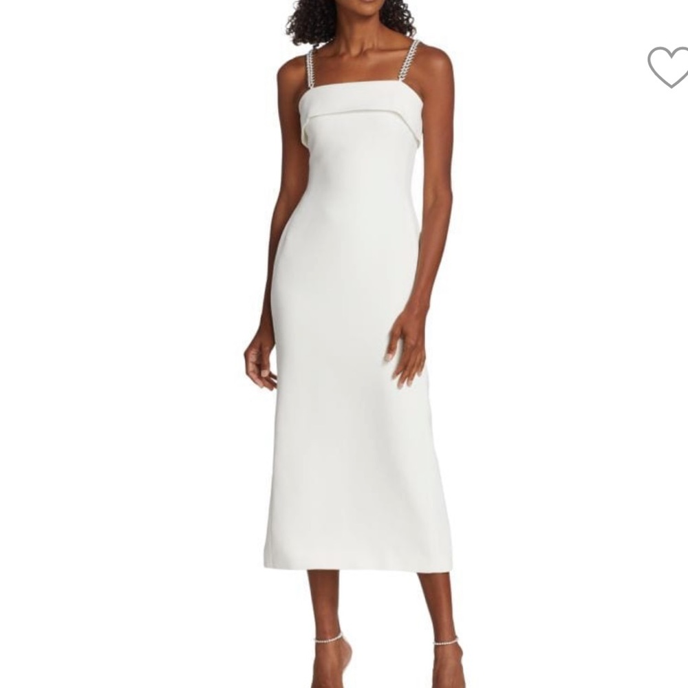 David Koma Crystal Embellished Flame-Strap Midi Dress size 8